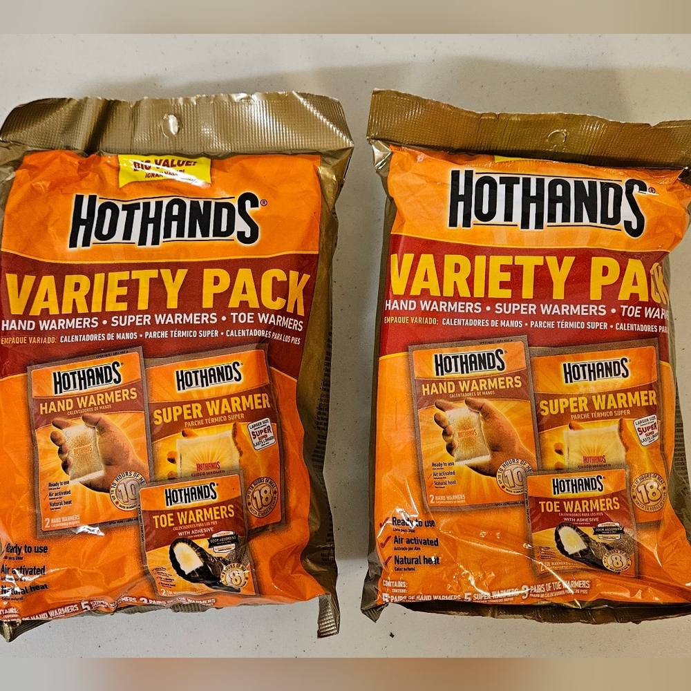 2 Bags HotHands Hand, Toe & Body Warmers Variety Pack Hot Hands Hand Warmer
